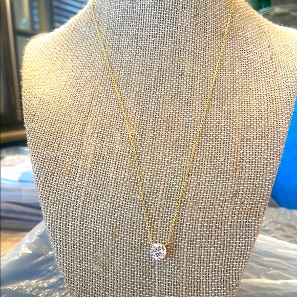 Gold over 925 silver Necklace with CZ Pendant - Picture 2 of 5